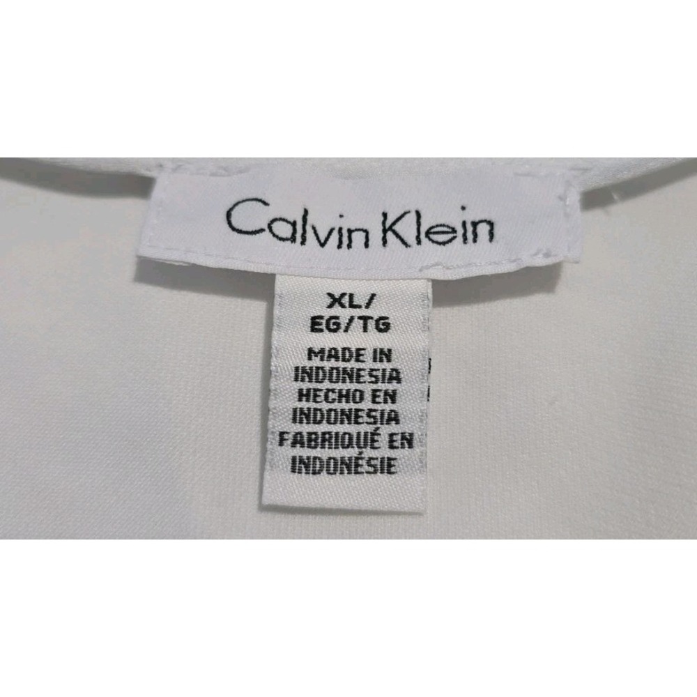 Calvin Klein Womens White Bell Sleeves V-neck Blouse Shirt  Size XL - Picture 6 of 7